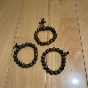 3 wood bracelets